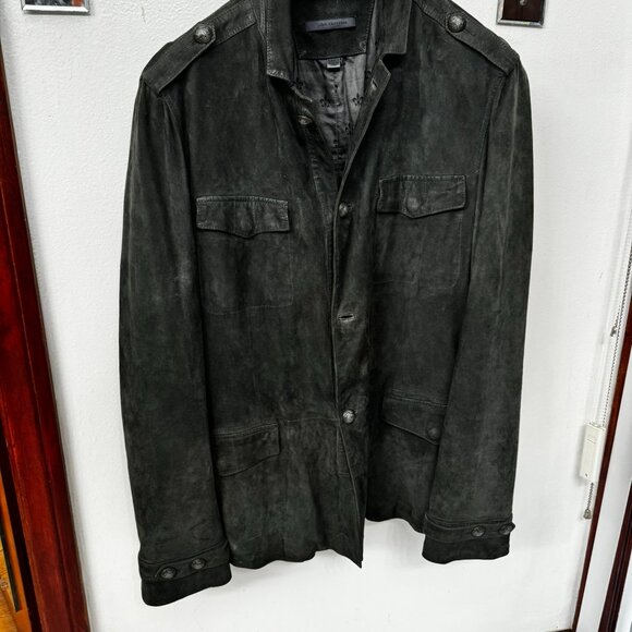 JOHN VARVATOS Oxide Grey Goat Suede Officer's Jacket (sz. 50) MSRP $2298 - Picture 2 of 12